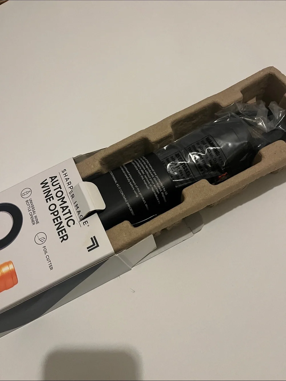 Sharper Image Black Automatic Wine Opener with Foil Cutter